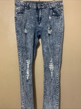 Ashley Stewart size 16 Light Blue Acid-Wash Distressed Ripped Skinny Jeans